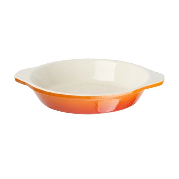 Round Cast Iron Gratin Dish Orange 400ml