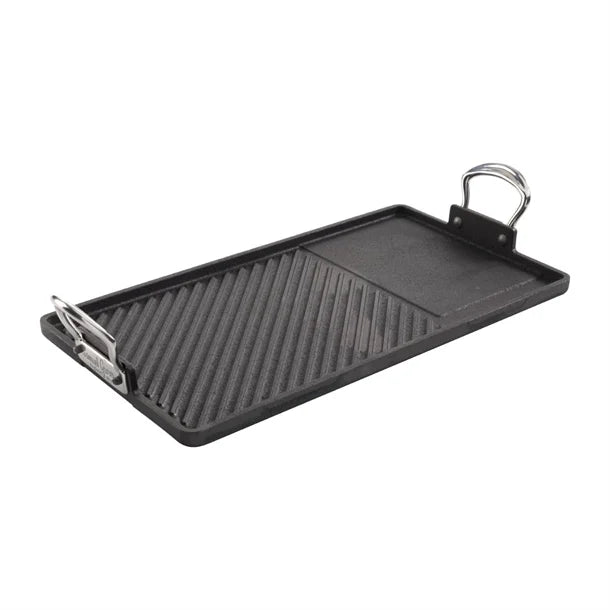 Cast Iron Double Burner Griddle Pan 45x25cm