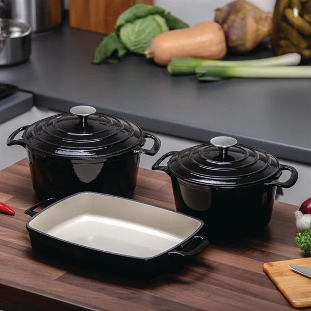 Cook Like A Pro 3-Piece Cast Iron Casserole Dish Set