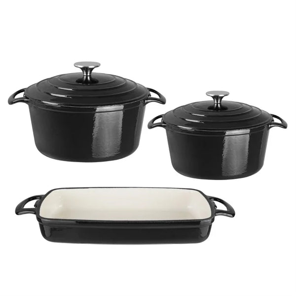 Cook Like A Pro 3-Piece Cast Iron Casserole Dish Set